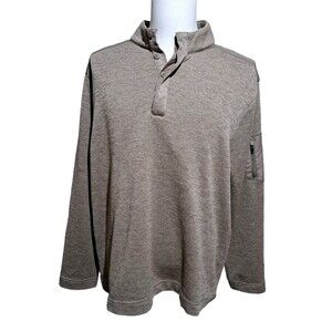 Greg Norman Mens Pullover Golf Henley Sweatshirt Light Brown Side Arm Pocket XL
